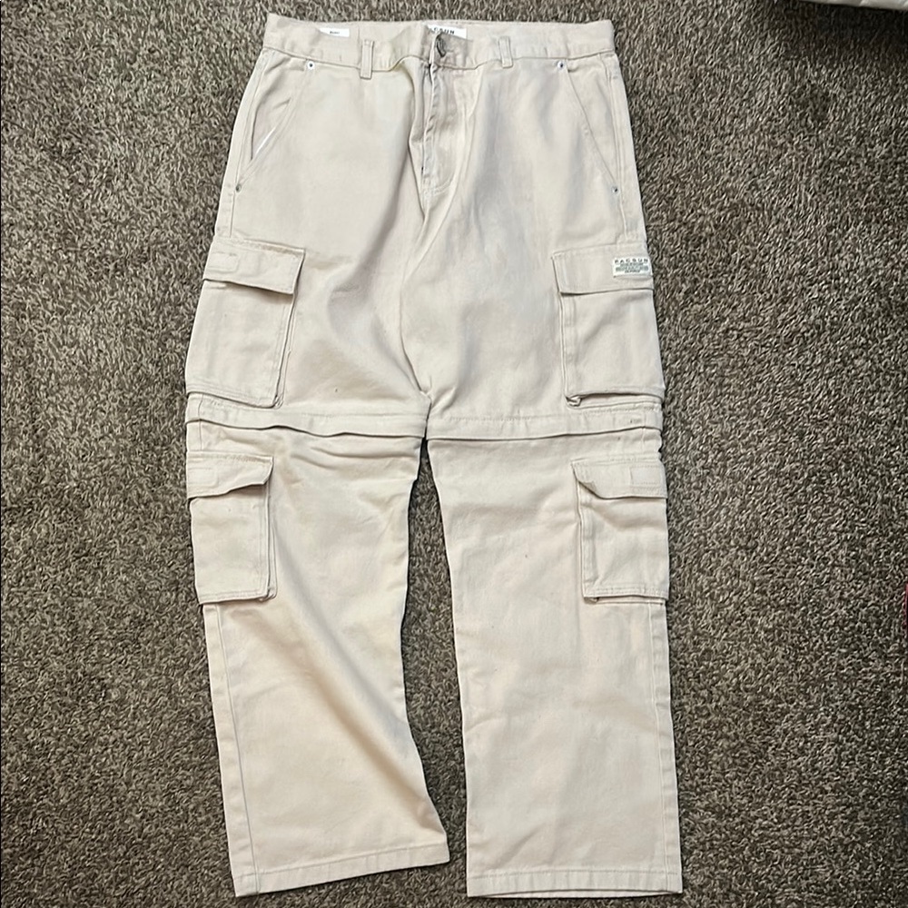 PacSun Baggy Cream Cargo Pants Relaxed Fit 34x32